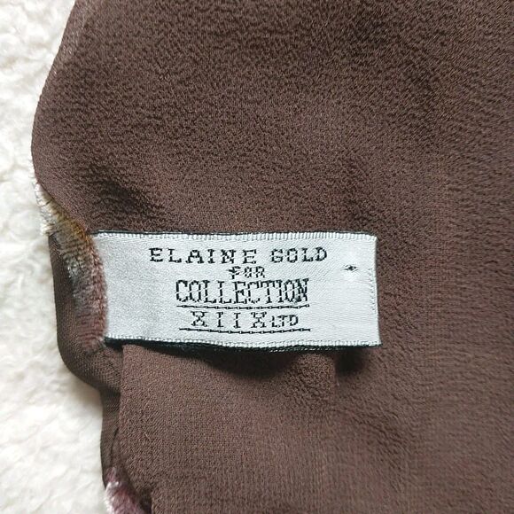 Elaine Gold Collection XIIX Scarf Brown Floral Silk Blend Velvet Burnout Fairy - Picture 6 of 7